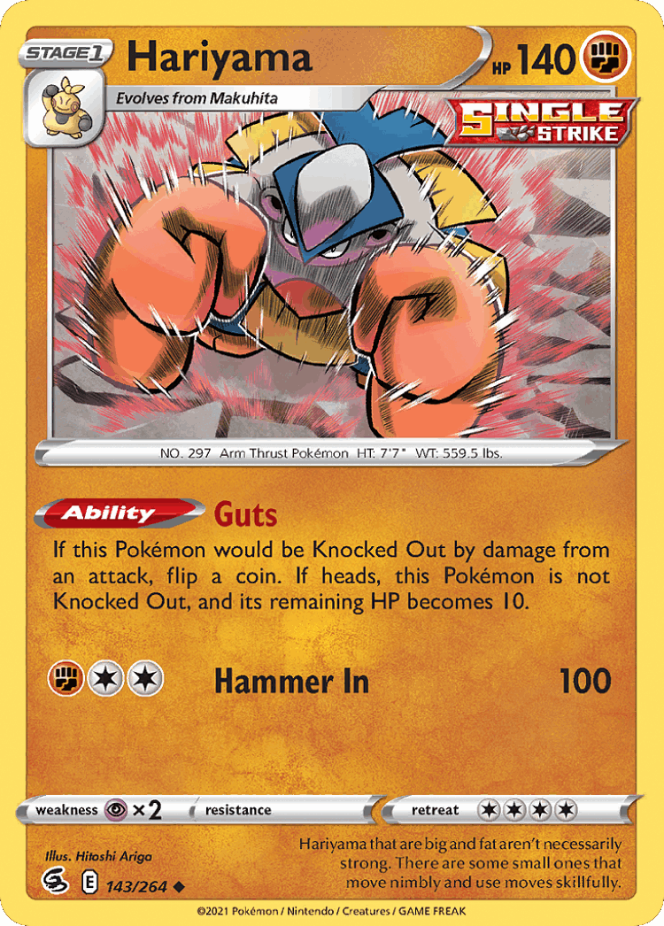 Hariyama #143 from Fusion Strike - Uncommon - Illustrated by Hitoshi Ariga