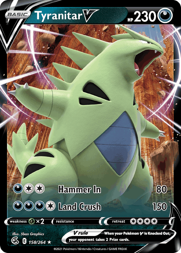 Tyranitar V #158 from Fusion Strike - Rare Holo V - Illustrated by 5ban Graphics