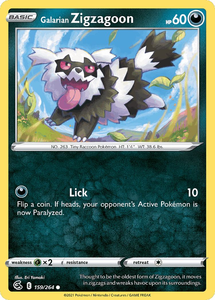 Galarian Zigzagoon #159 from Fusion Strike - Common - Illustrated by Eri Yamaki