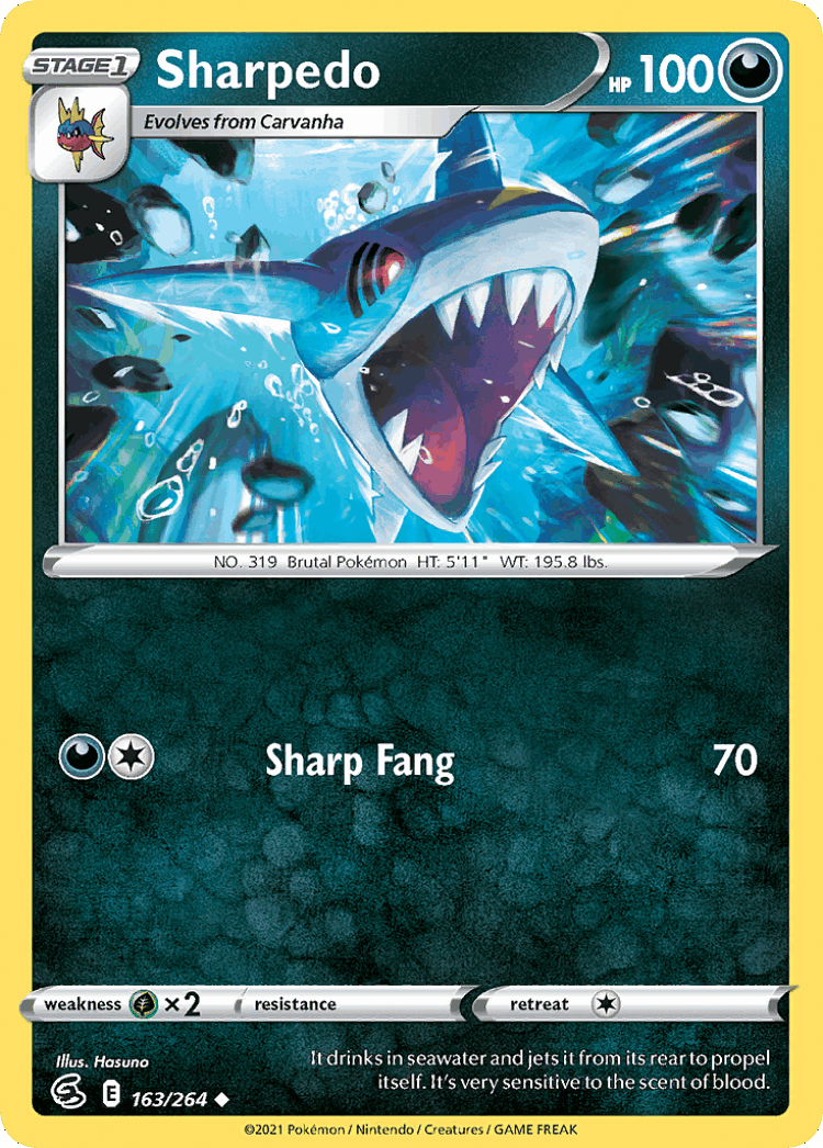 Sharpedo #163 from Fusion Strike - Uncommon - Illustrated by Hasuno