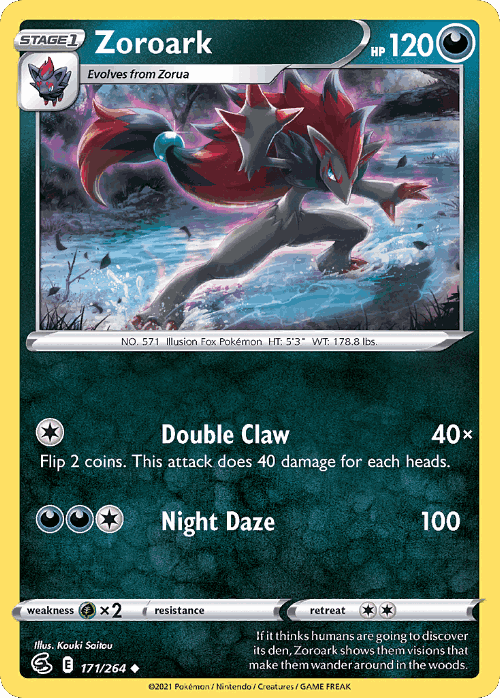 Zoroark #171 from Fusion Strike - Uncommon - Illustrated by Kouki Saitou