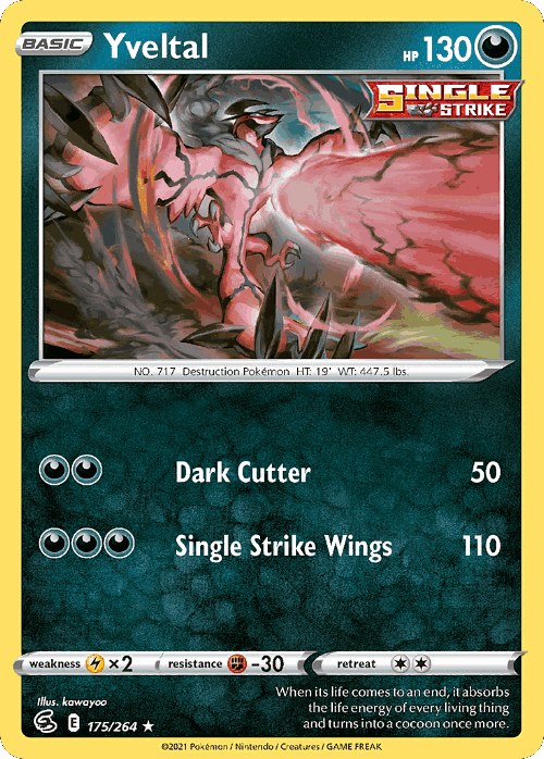 Yveltal #175 from Fusion Strike - Rare - Illustrated by kawayoo
