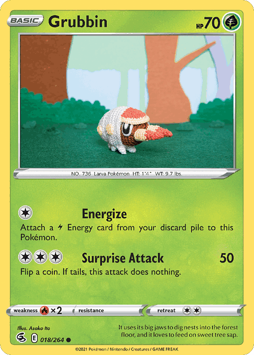 Grubbin #18 from Fusion Strike - Common - Illustrated by Asako Ito