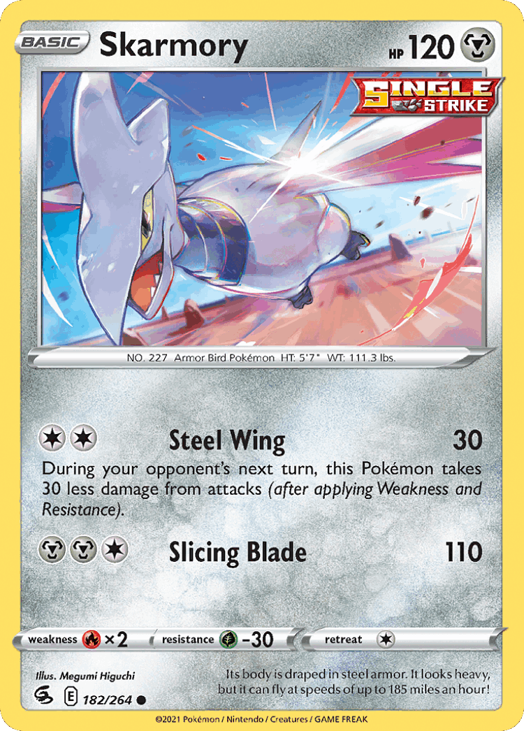 Skarmory #182 from Fusion Strike - Common - Illustrated by Megumi Higuchi