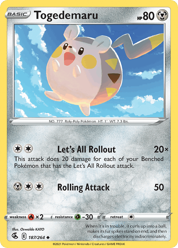 Togedemaru #187 from Fusion Strike - Uncommon - Illustrated by Oswaldo KATO