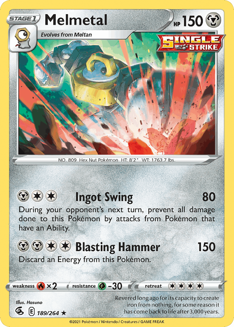 Melmetal #189 from Fusion Strike - Rare Holo - Illustrated by Hasuno