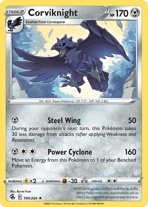 Corviknight #190 from Fusion Strike - Rare - Illustrated by Ryuta Fuse
