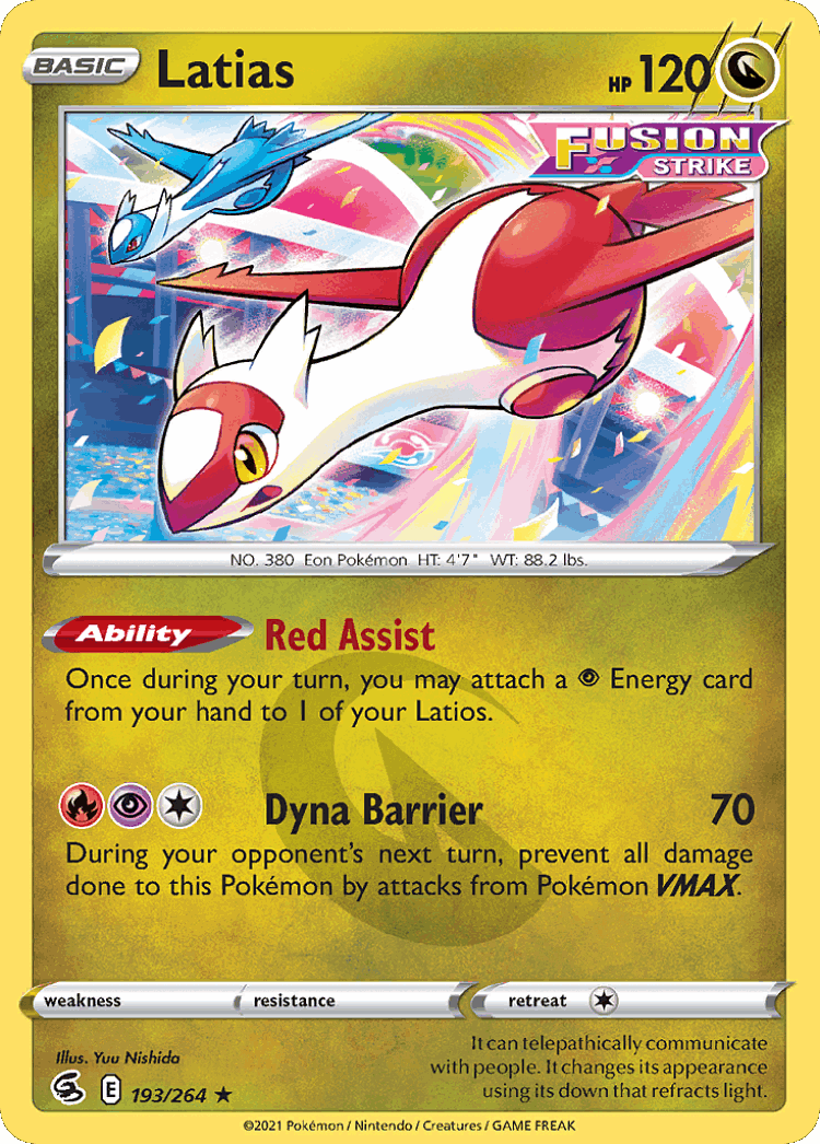 Latias #193 from Fusion Strike - Rare - Illustrated by Yuu Nishida