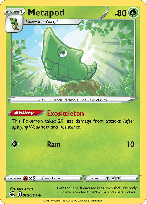 Metapod #2 from Fusion Strike - Uncommon - Illustrated by Saya Tsuruta
