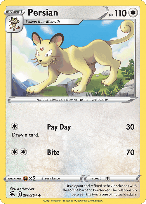 Persian #200 from Fusion Strike - Uncommon - Illustrated by Lee HyunJung