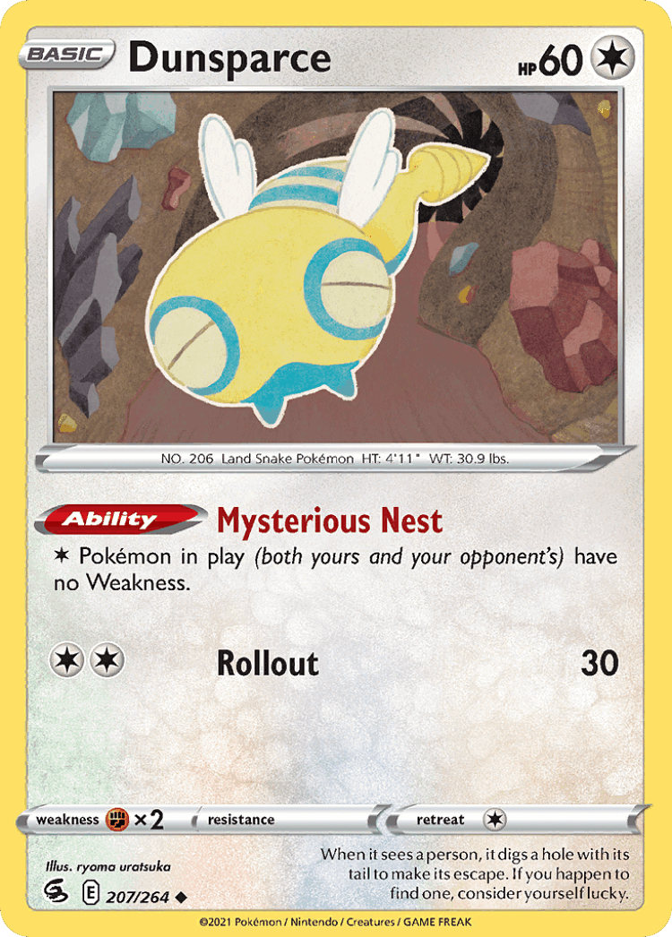 Dunsparce #207 from Fusion Strike - Uncommon - Illustrated by ryoma uratsuka