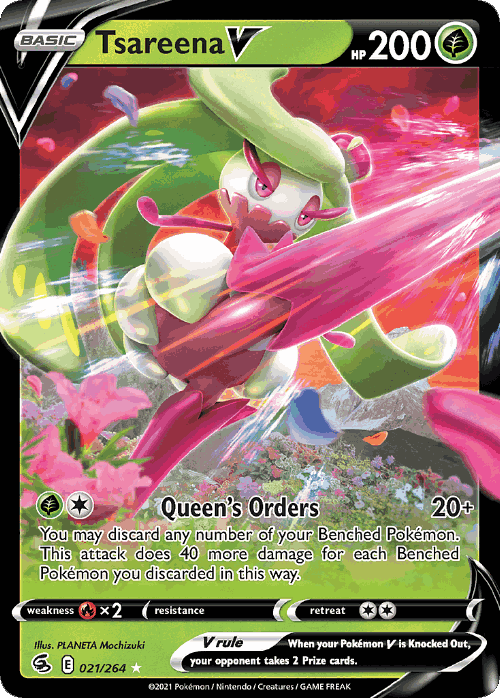 Tsareena V #21 from Fusion Strike - Rare Holo V - Illustrated by PLANETA Mochizuki