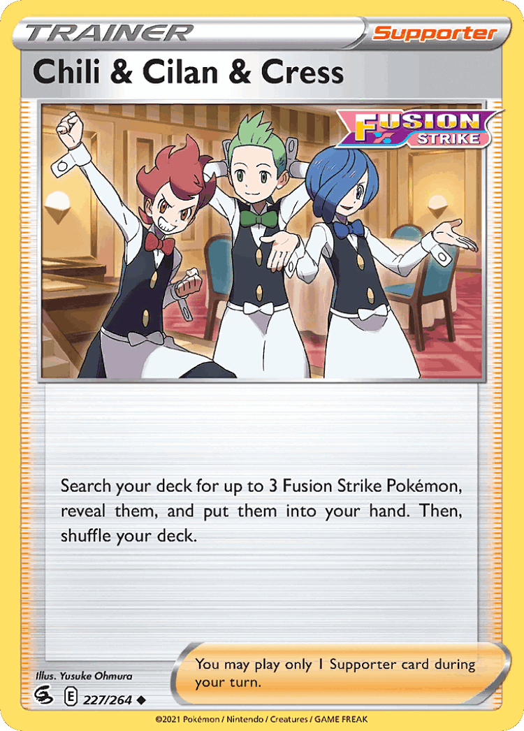 Chili & Cilan & Cress #227 from Fusion Strike - Uncommon - Illustrated by Yusuke Ohmura