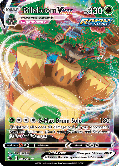 Rillaboom VMAX #23 from Fusion Strike - Rare Holo VMAX - Illustrated by 5ban Graphics