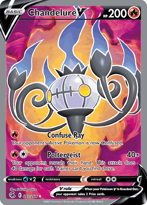 Chandelure V #247 from Fusion Strike - Rare Ultra - Illustrated by Saki Hayashiro