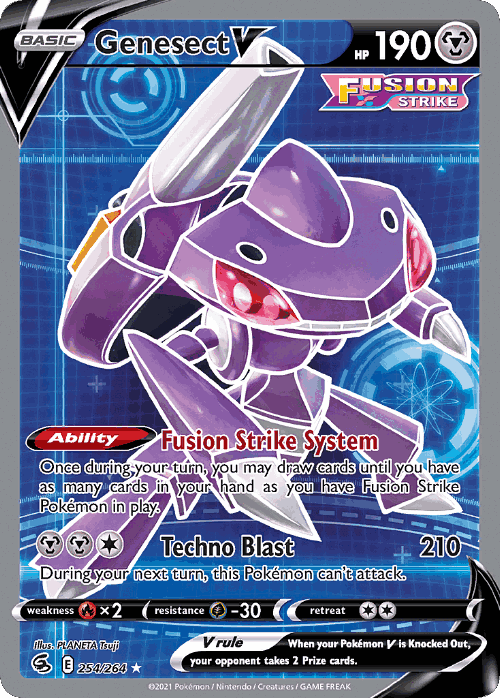 Genesect V #254 from Fusion Strike - Rare Ultra - Illustrated by PLANETA Tsuji
