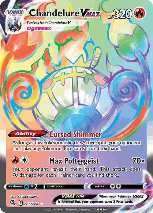 Chandelure VMAX #265 from Fusion Strike - Rare Rainbow - Illustrated by AKIRA EGAWA