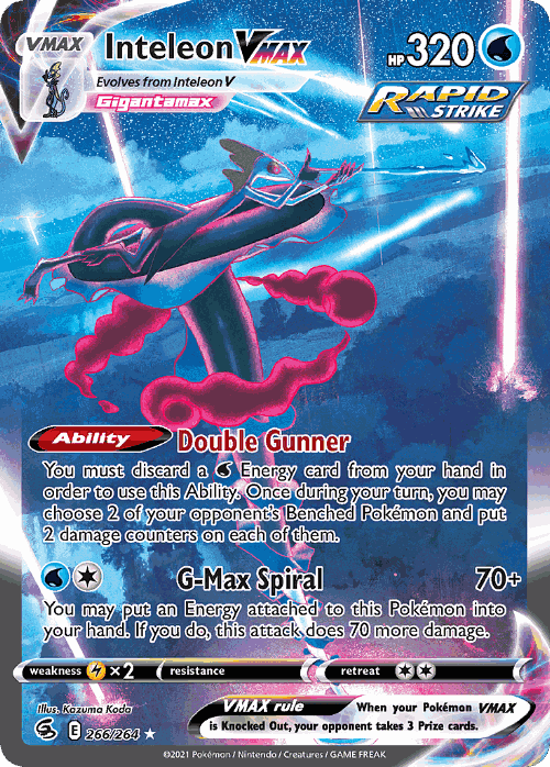Inteleon VMAX #266 from Fusion Strike - Rare Rainbow - Illustrated by Kazuma Koda