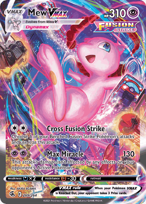 Mew VMAX #269 from Fusion Strike - Rare Rainbow - Illustrated by AKIRA EGAWA