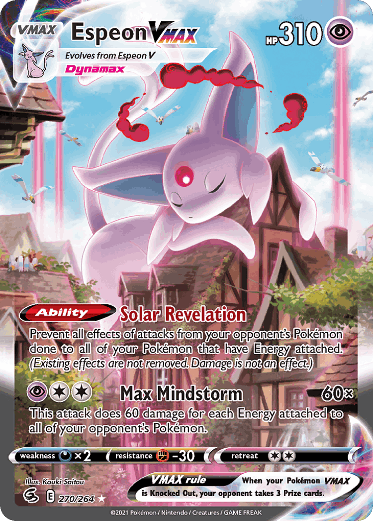 Espeon VMAX #270 from Fusion Strike - Rare Rainbow - Illustrated by Kouki Saitou