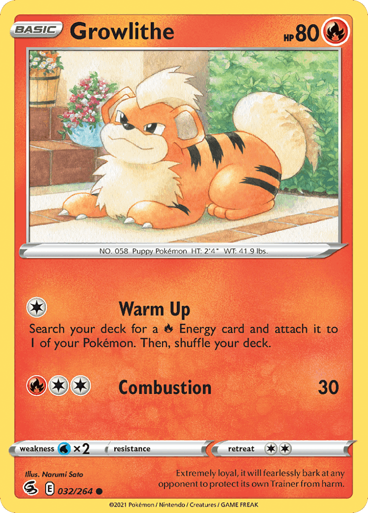 Growlithe #32 from Fusion Strike - Common - Illustrated by Narumi Sato
