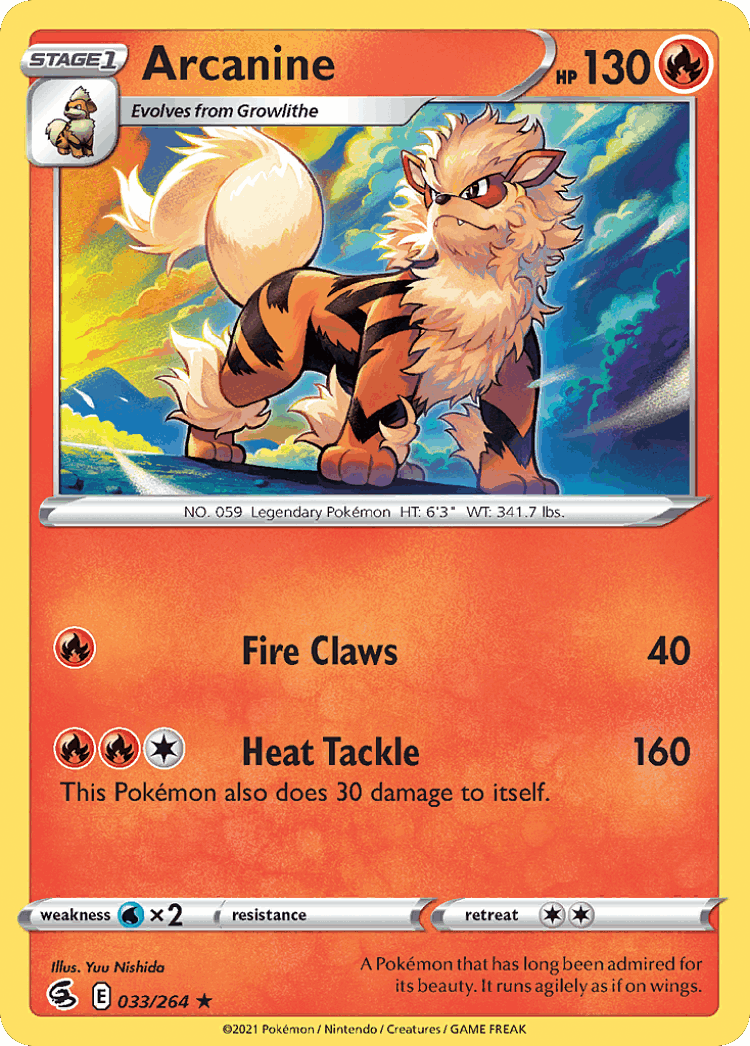 Arcanine #33 from Fusion Strike - Rare - Illustrated by Yuu Nishida