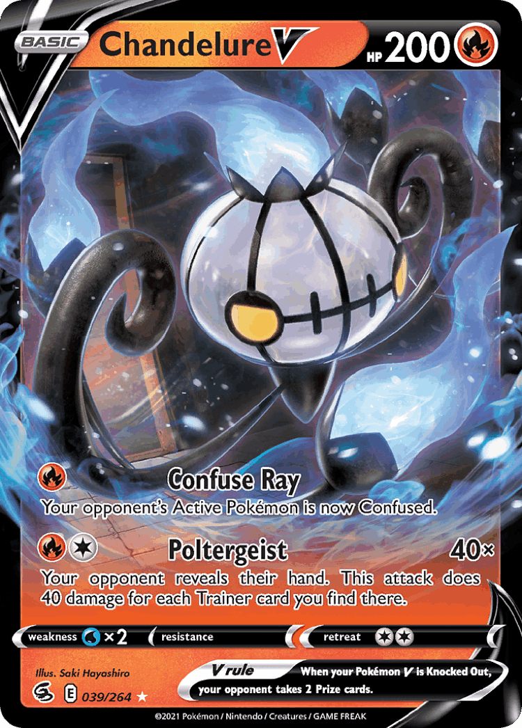 Chandelure V #39 from Fusion Strike - Rare Holo V - Illustrated by Saki Hayashiro
