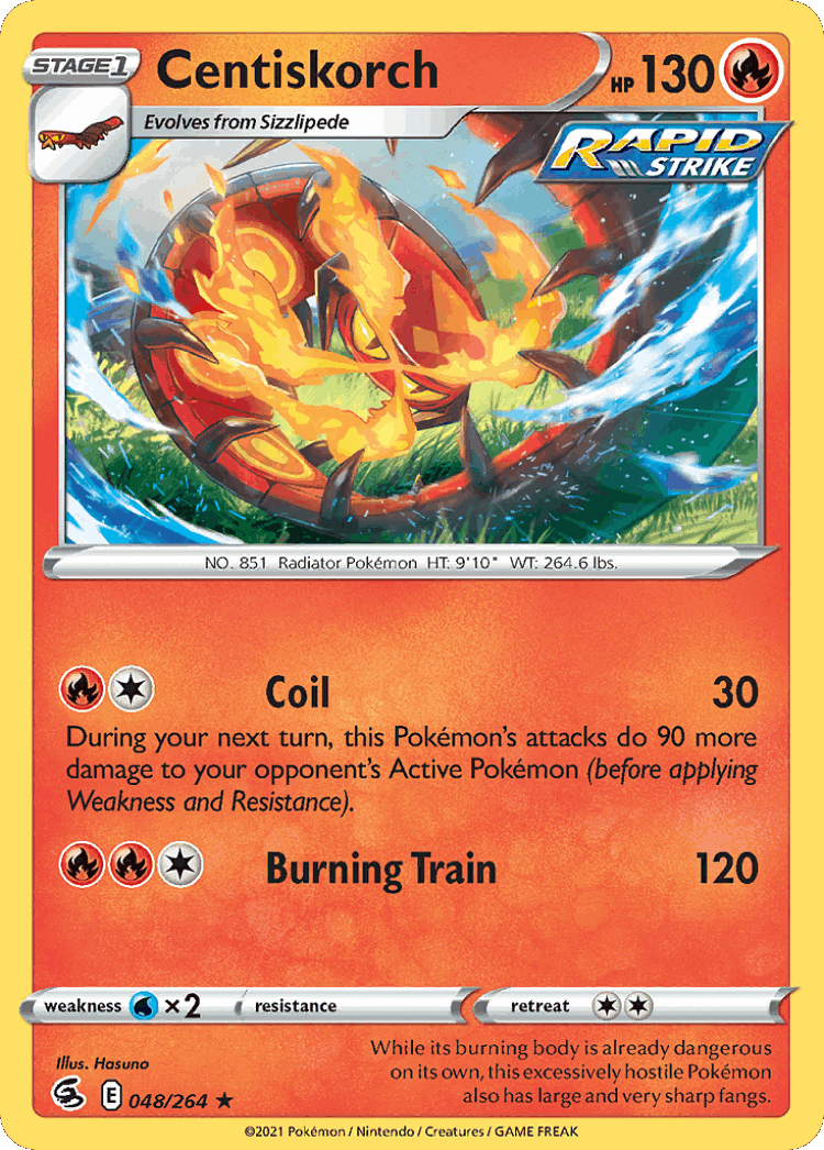 Centiskorch #48 from Fusion Strike - Rare - Illustrated by Hasuno