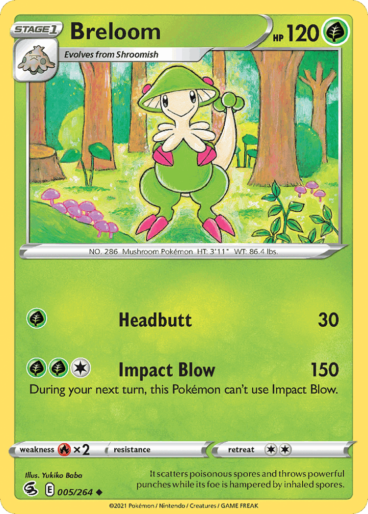 Breloom #5 from Fusion Strike - Uncommon - Illustrated by Yukiko Baba