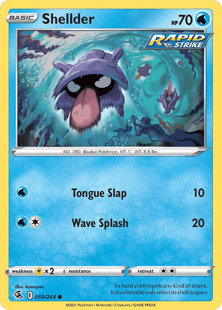 Shellder #50 from Fusion Strike - Common - Illustrated by kawayoo