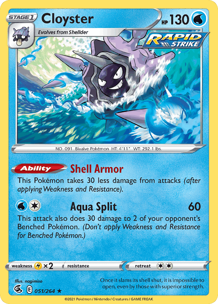 Cloyster #51 from Fusion Strike - Rare - Illustrated by nagimiso