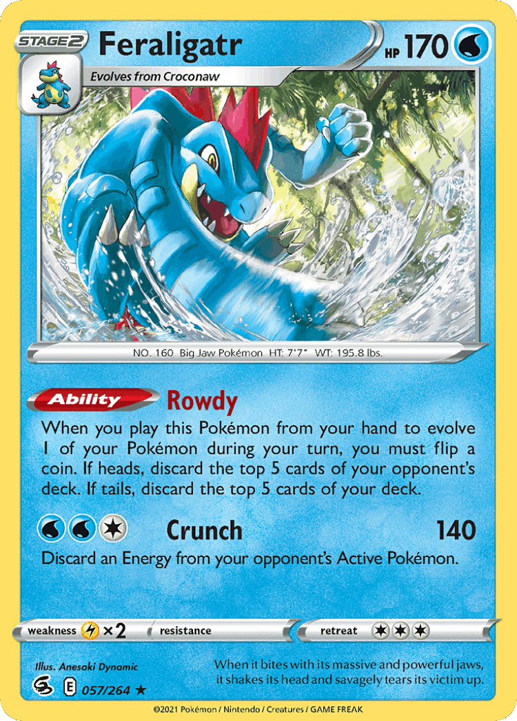 Feraligatr #57 from Fusion Strike - Rare Holo - Illustrated by Anesaki Dynamic