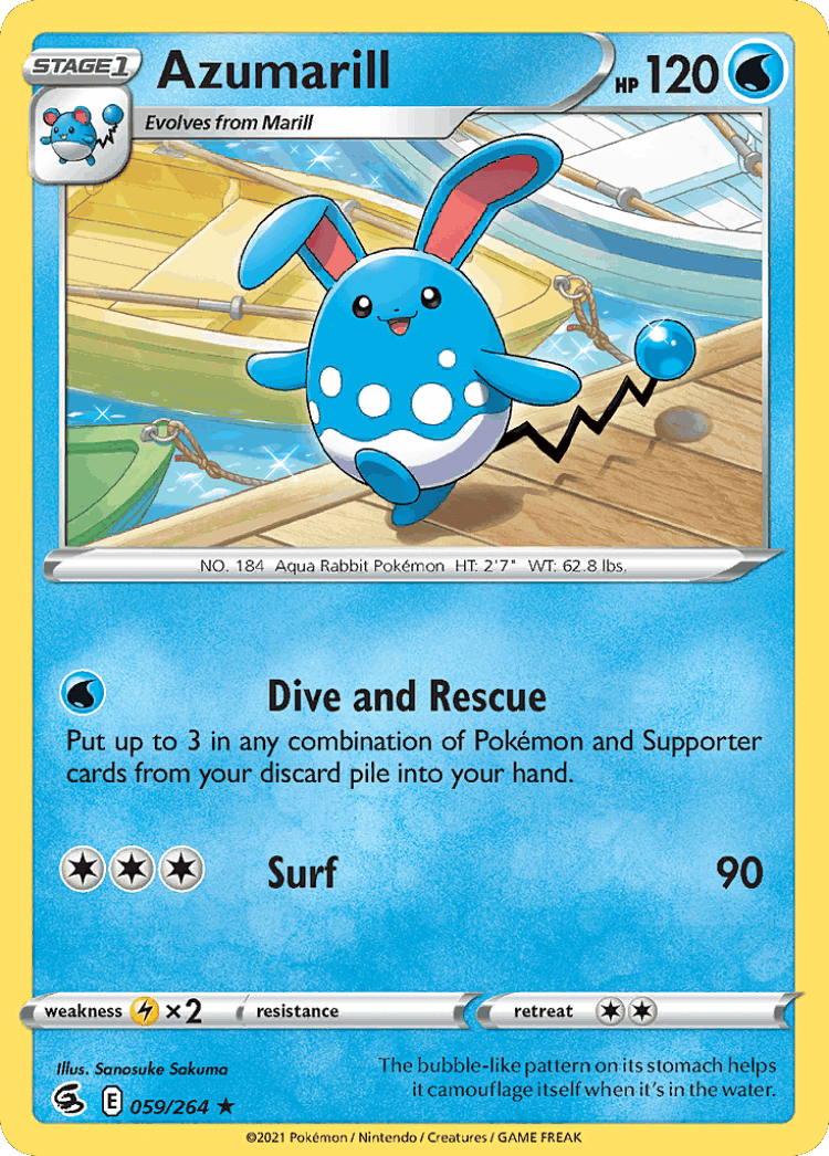 Azumarill #59 from Fusion Strike - Rare - Illustrated by Sanosuke Sakuma