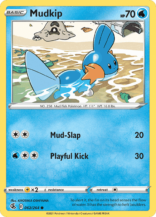 Mudkip #62 from Fusion Strike - Common - Illustrated by KIYOTAKA OSHIYAMA