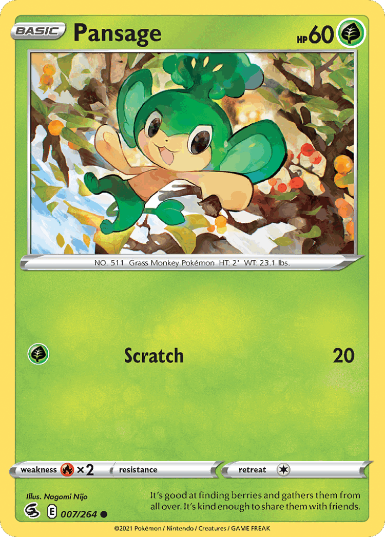Pansage #7 from Fusion Strike - Common - Illustrated by Nagomi Nijo