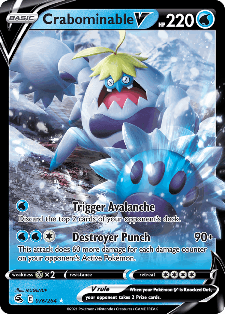 Crabominable V #76 from Fusion Strike - Rare Holo V - Illustrated by MUGENUP