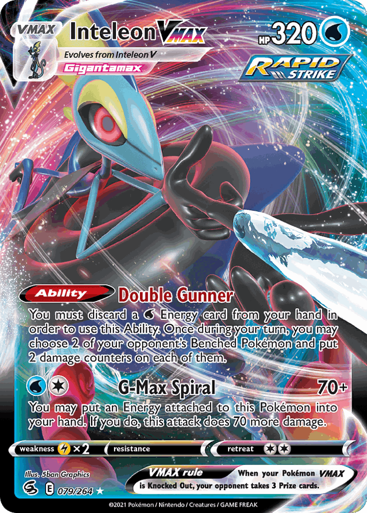 Inteleon VMAX #79 from Fusion Strike - Rare Holo VMAX - Illustrated by 5ban Graphics