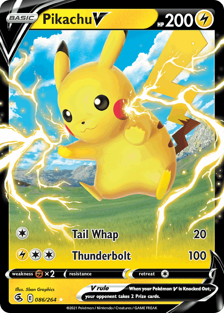Pikachu V #86 from Fusion Strike - Rare Holo V - Illustrated by 5ban Graphics