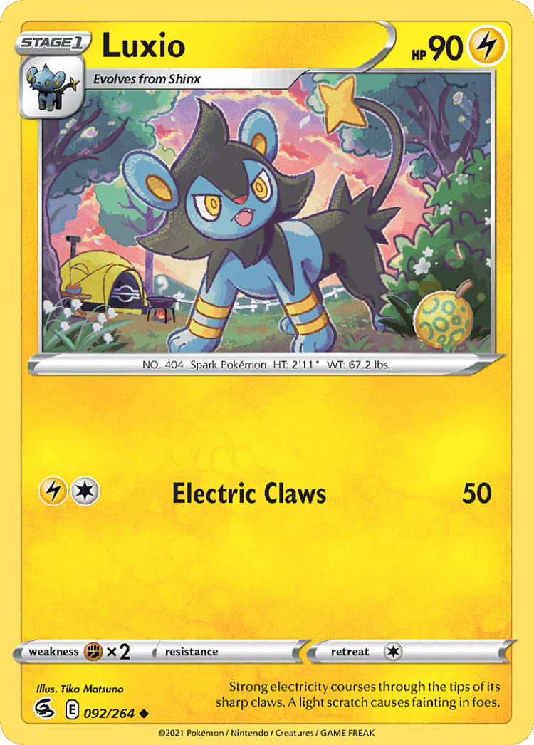 Luxio #92 from Fusion Strike - Uncommon - Illustrated by Tika Matsuno