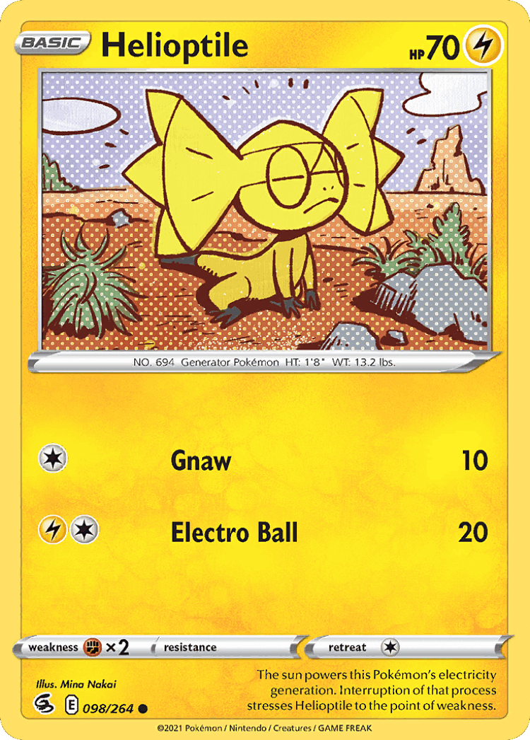 Helioptile #98 from Fusion Strike - Common - Illustrated by Mina Nakai