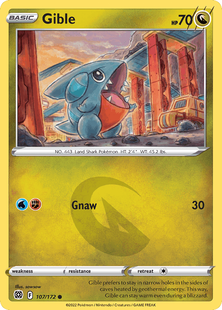 Gible #107 from Brilliant Stars - Common - Illustrated by sowsow