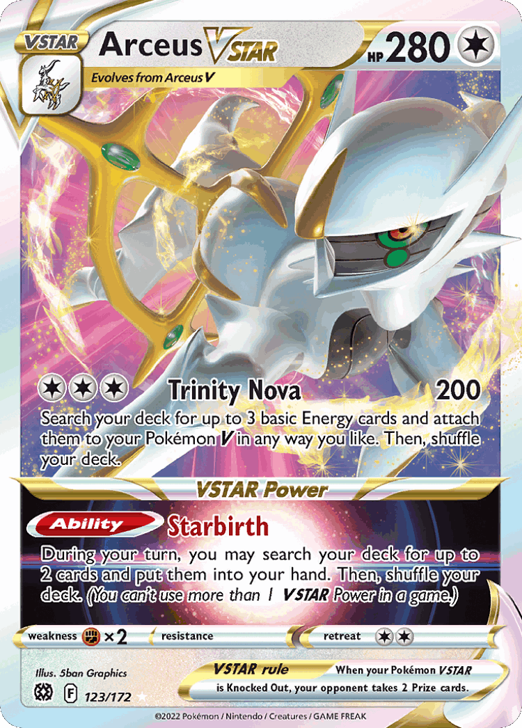 Arceus VSTAR #123 from Brilliant Stars - Rare Holo VSTAR - Illustrated by 5ban Graphics