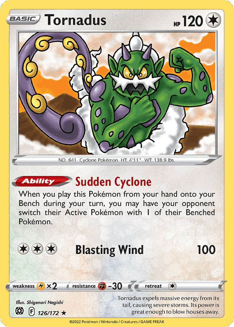Tornadus #126 from Brilliant Stars - Rare - Illustrated by Shigenori Negishi