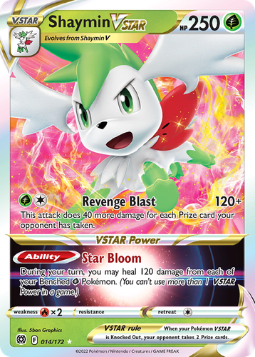 Shaymin VSTAR #14 from Brilliant Stars - Rare Holo VSTAR - Illustrated by 5ban Graphics