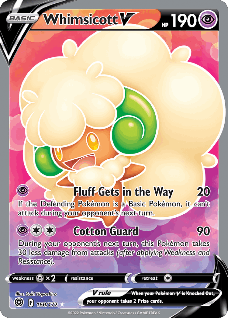 Whimsicott V #160 from Brilliant Stars - Rare Ultra - Illustrated by Saki Hayashiro