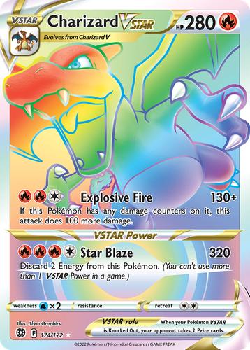 Charizard VSTAR #174 from Brilliant Stars - Rare Rainbow - Illustrated by 5ban Graphics