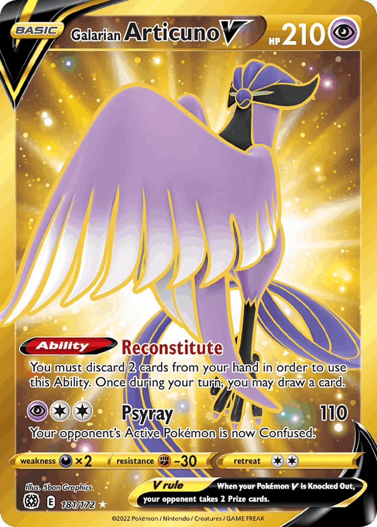 Galarian Articuno V #181 from Brilliant Stars - Rare Secret - Illustrated by 5ban Graphics