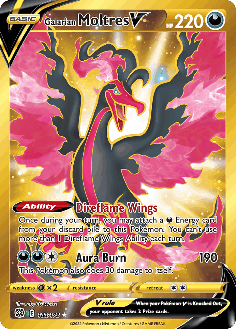 Galarian Moltres V #183 from Brilliant Stars - Rare Secret - Illustrated by akyCG Works