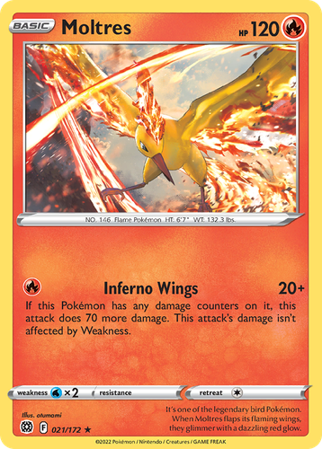 Moltres #21 from Brilliant Stars - Rare Holo - Illustrated by otumami