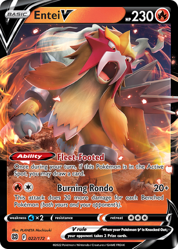 Entei V #22 from Brilliant Stars - Rare Holo V - Illustrated by PLANETA Mochizuki